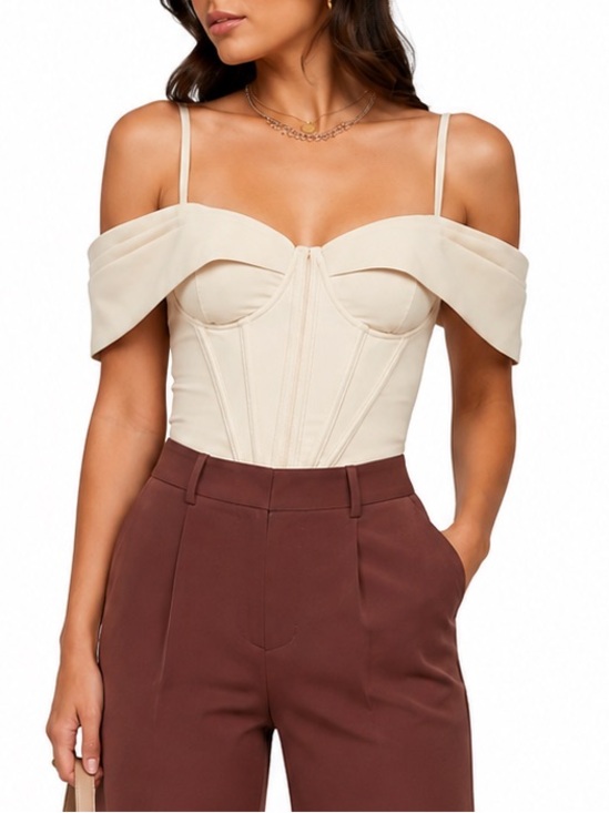 Windsor Tops - Windsor Off Shoulder Corset Top Cream S NWT | Bustier Coquette Going Out